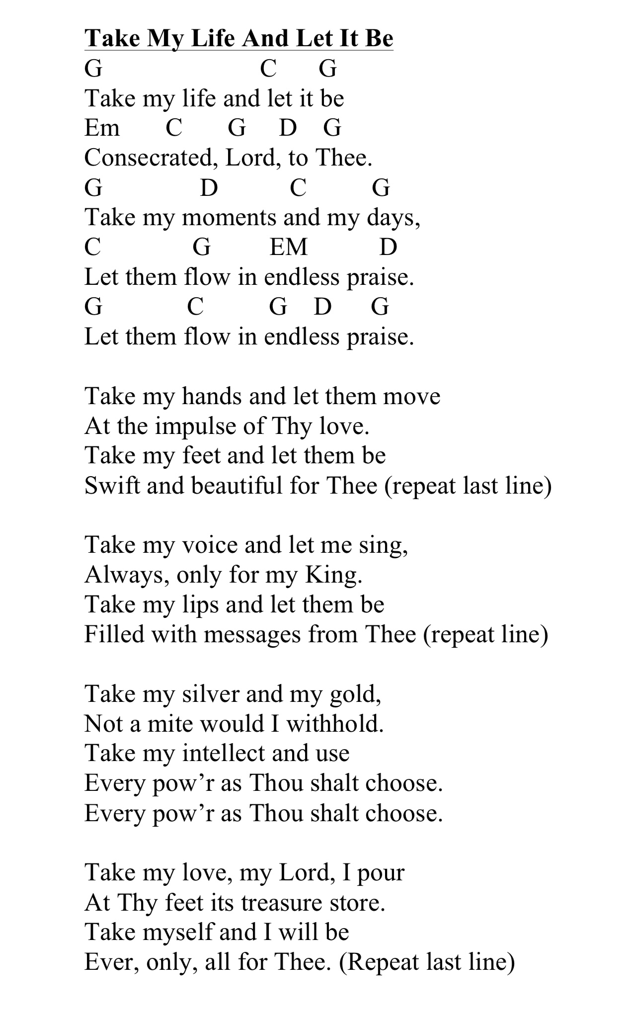 Take my life and let it be