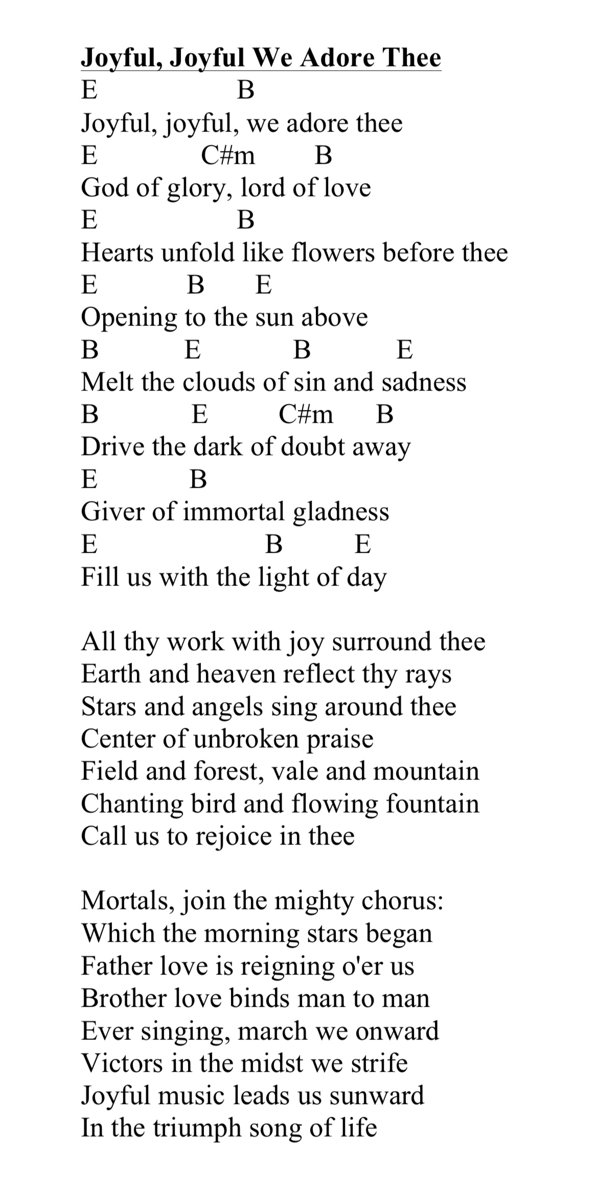 Joyful joyful we adore thee